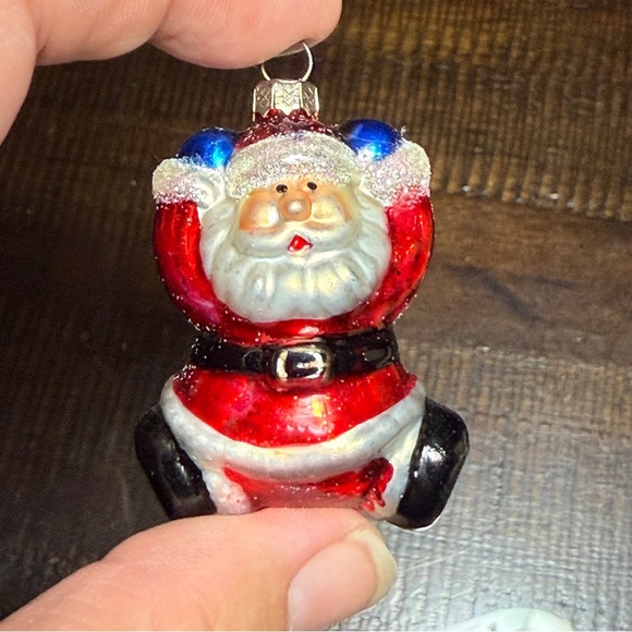 Santa Clause Ornaments Vintage Michaels Glass Christmas Tree Set of 4 Miniature - Picture 8 of 12